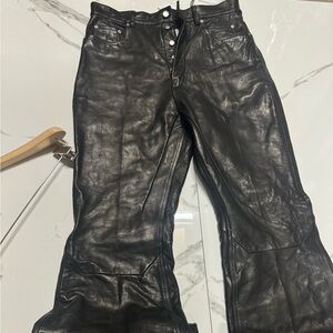Rick Owens Black Porterville Bolan Leather Trouser pants